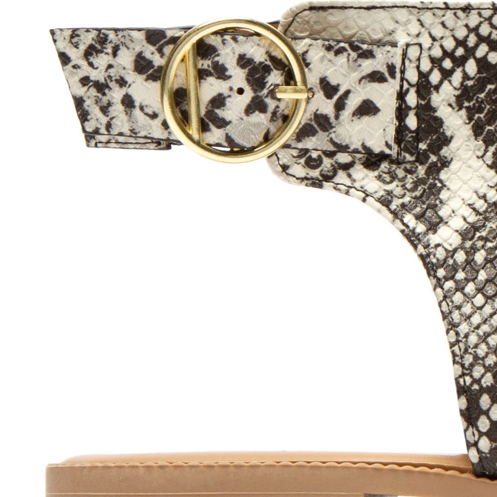Ladies Slingback Open Toe Mule Flat Sandals. Snake - Picture 4 of 6